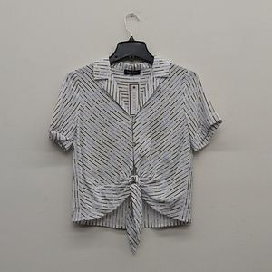 Eden Society Ivory/Lilac/Black Button Down Tee